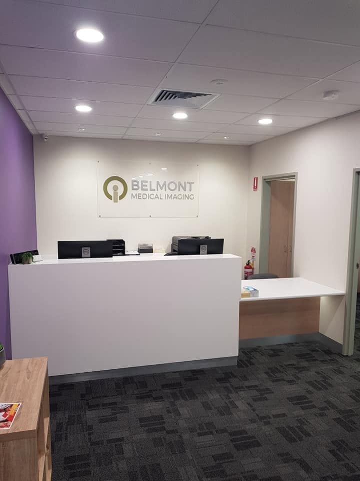 Reception of Belmont Medical Imaging fitted with LED downlights and power