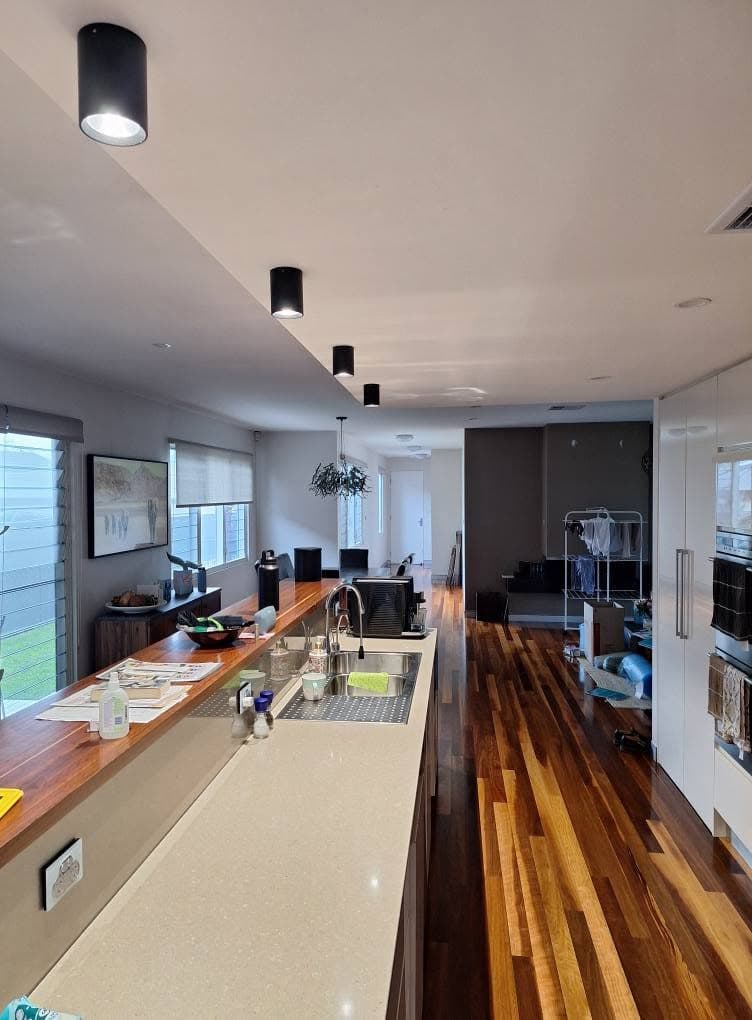 After — Kitchen & Living Lighting